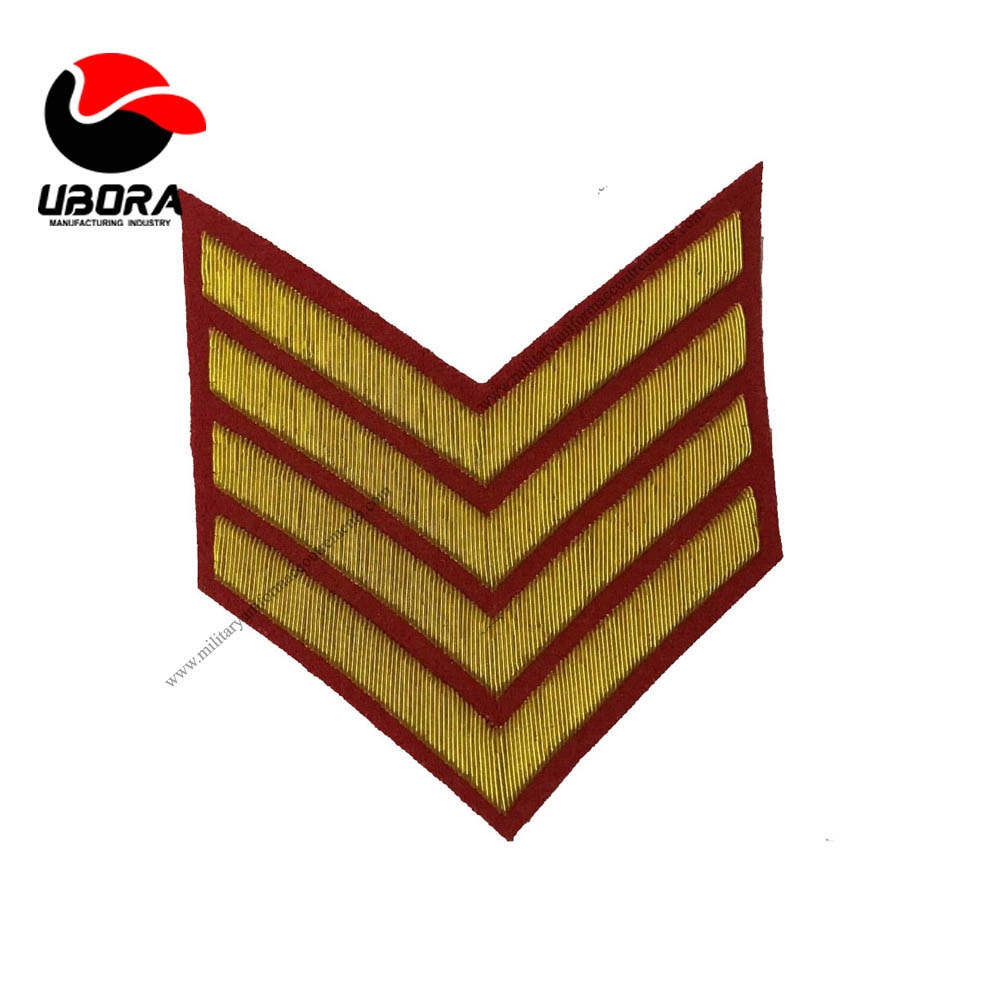 custom Strip Gold Wire Hand Embroidered Chevrons on Red Blazer chevron Navy Dress Badge, Wholesale